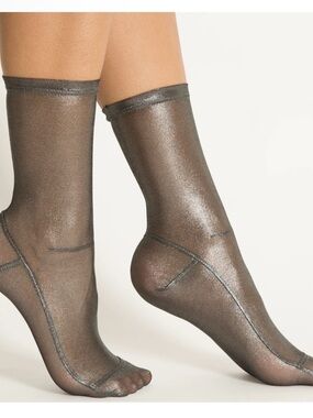 Darner. Silver foil socks in Size 5-7 W